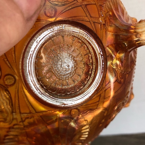 Antique Northwood Iridescent Marigold Wishbone Footed Glass Bowl - Picture 6 of 14